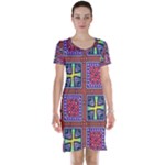 Shapes in squares pattern                       Short Sleeve Nightdress