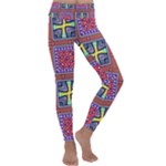 Shapes in squares pattern                      Kids  Lightweight Velour Classic Yoga Leggings