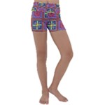Shapes in squares pattern                       Kids  Lightweight Velour Yoga Shorts