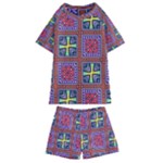 Shapes in squares pattern                     Kids  Swim Tee and Shorts Set
