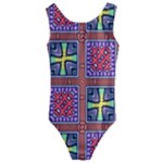 Shapes in squares pattern                      Kids  Cut-Out Back One Piece Swimsuit
