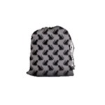 Black Cats On Gray Drawstring Pouch (Small)