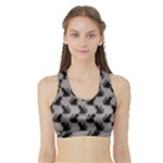 Black Cats On Gray Sports Bra with Border