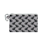 Black Cats On Gray Canvas Cosmetic Bag (Small)