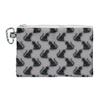 Black Cats On Gray Canvas Cosmetic Bag (Large)