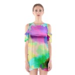 Watercolors spots                              Women s Cutout Shoulder Dress