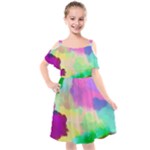 Watercolors spots                          Kids  Cut Out Shoulders Chiffon Dress