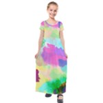 Watercolors spots                            Kids  Short Sleeve Maxi Dress