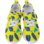Leaves on a yellow background                               Women s Velcro Strap Shoes
