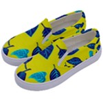 Leaves on a yellow background                                 Kids  Canvas Slip Ons