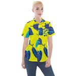 Leaves on a yellow background                                Women s Short Sleeve Pocket Shirt
