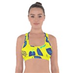 Leaves on a yellow background                                       Cross Back Sports Bra
