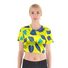 Leaves on a yellow background                                  Cotton Crop Top from ZippyPress