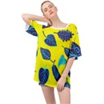 Leaves on a yellow background                                Oversized Chiffon Top