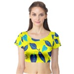 Leaves on a yellow background                                  Short Sleeve Crop Top