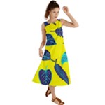Leaves on a yellow background                                     Summer Maxi Dress