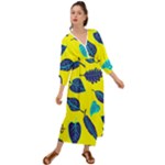 Leaves on a yellow background                                    Grecian Style Maxi Dress