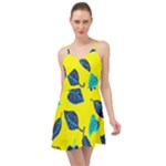 Leaves on a yellow background                                     Summer Time Chiffon Dress
