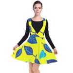 Leaves on a yellow background                                Plunge Pinafore Dress