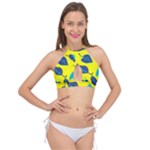 Leaves on a yellow background                                Cross Front Halter Bikini Top