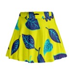 Leaves on a yellow background                                    Mini Flare Skirt