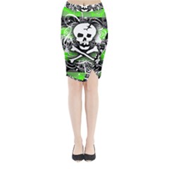 Deathrock Skull Midi Wrap Pencil Skirt from ZippyPress