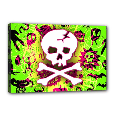 Deathrock Skull & Crossbones Canvas 18  x 12  (Stretched) from ZippyPress