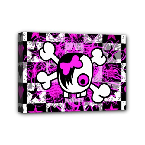 Emo Scene Girl Skull Mini Canvas 7  x 5  (Stretched) from ZippyPress