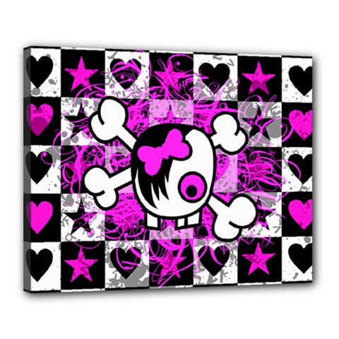 Emo Scene Girl Skull Canvas 20  x 16  (Stretched) from ZippyPress