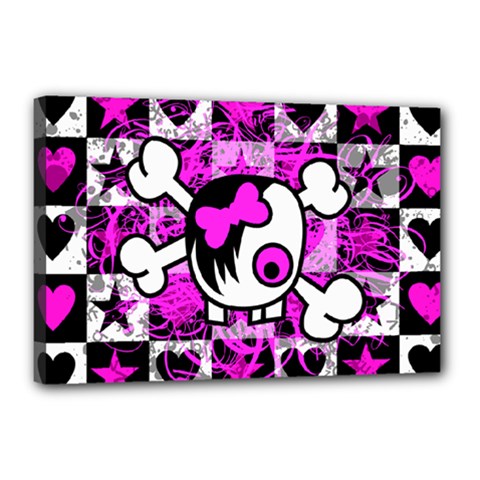 Emo Scene Girl Skull Canvas 18  x 12  (Stretched) from ZippyPress