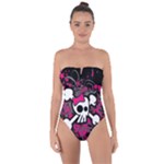 Girly Skull & Crossbones Tie Back One Piece Swimsuit