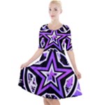 Purple Star Quarter Sleeve A-Line Dress