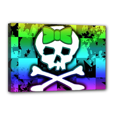 Rainbow Skull Canvas 18  x 12  (Stretched) from ZippyPress