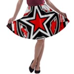 Star Checkerboard Splatter A-line Skater Skirt