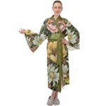 Comfy Vintage Floral Abstract Maxi Velour Kimono