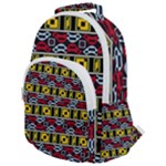 Rectangles and other shapes pattern                                 Rounded Multi Pocket Backpack