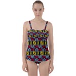 Rectangles and other shapes pattern                                   Twist Front Tankini Set