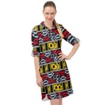 Rectangles and other shapes pattern                                       Long Sleeve Mini Shirt Dress