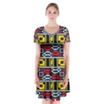 Rectangles and other shapes pattern                                        Short Sleeve V-neck Flare Dress