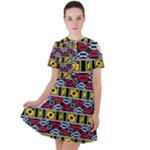 Rectangles and other shapes pattern                                   Short Sleeve Shoulder Cut Out Dress