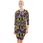 Rectangles and other shapes pattern                                      Quarter Sleeve Hood Bodycon Dress