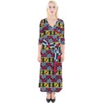 Rectangles and other shapes pattern                                    Quarter Sleeve Wrap Maxi Dress