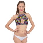 Rectangles and other shapes pattern                                  Cross Front Halter Bikini Top