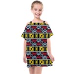 Rectangles and other shapes pattern                                 Kids  One Piece Chiffon Dress