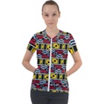 Rectangles and other shapes pattern                                   Short Sleeve Zip Up Jacket