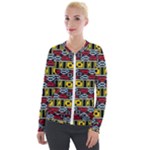 Rectangles and other shapes pattern                                    Velour Zip Up Jacket