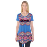 Shapes chains on a blue background                                              Short Sleeve Tunic