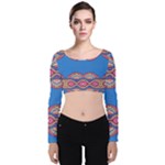 Shapes chains on a blue background                                             Velvet Long Sleeve Crop Top