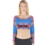 Shapes chains on a blue background                                              Long Sleeve Crop Top