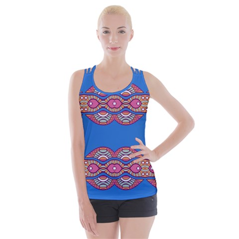 Shapes chains on a blue background                                             Criss cross Back Tank Top from ZippyPress